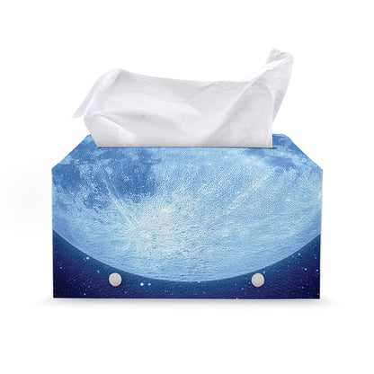 Blue Moon Print Leather Tissue Box Cover