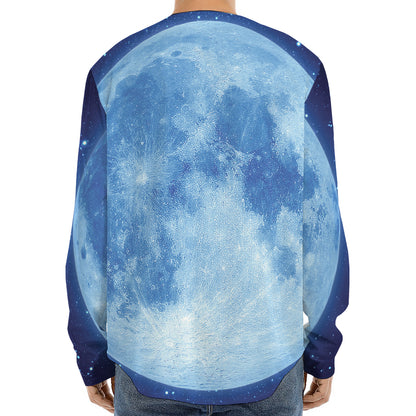 Blue Moon Print Long Sleeve Baseball Jersey
