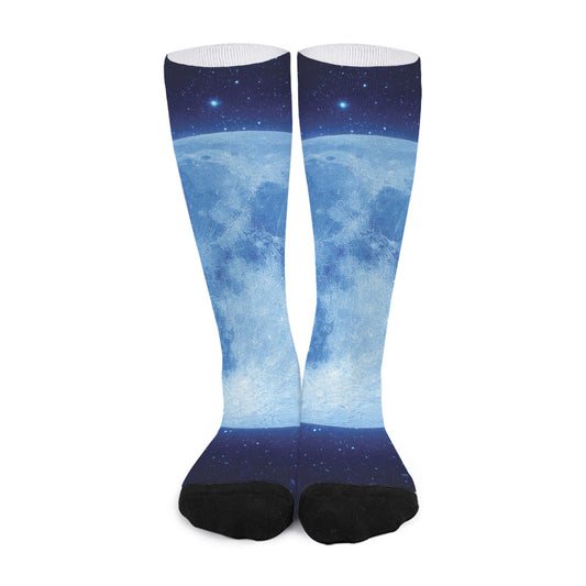 Blue Moon Print Long Socks