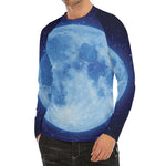 Blue Moon Print Men's Long Sleeve Rash Guard