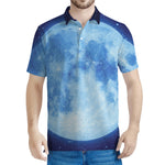 Blue Moon Print Men's Polo Shirt