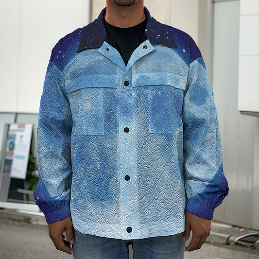 Blue Moon Print Men's Shirt Jacket