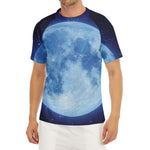 Blue Moon Print Men's Short Sleeve Rash Guard