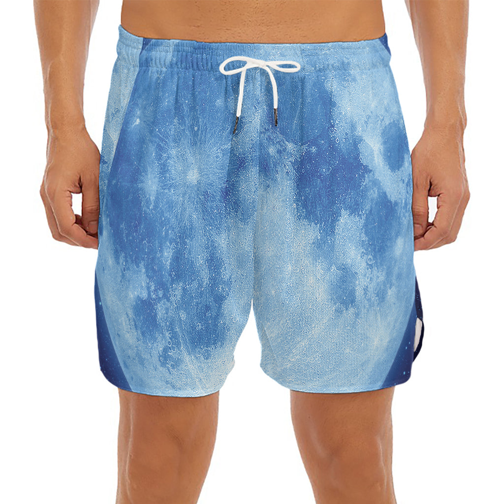 Blue Moon Print Men's Split Running Shorts