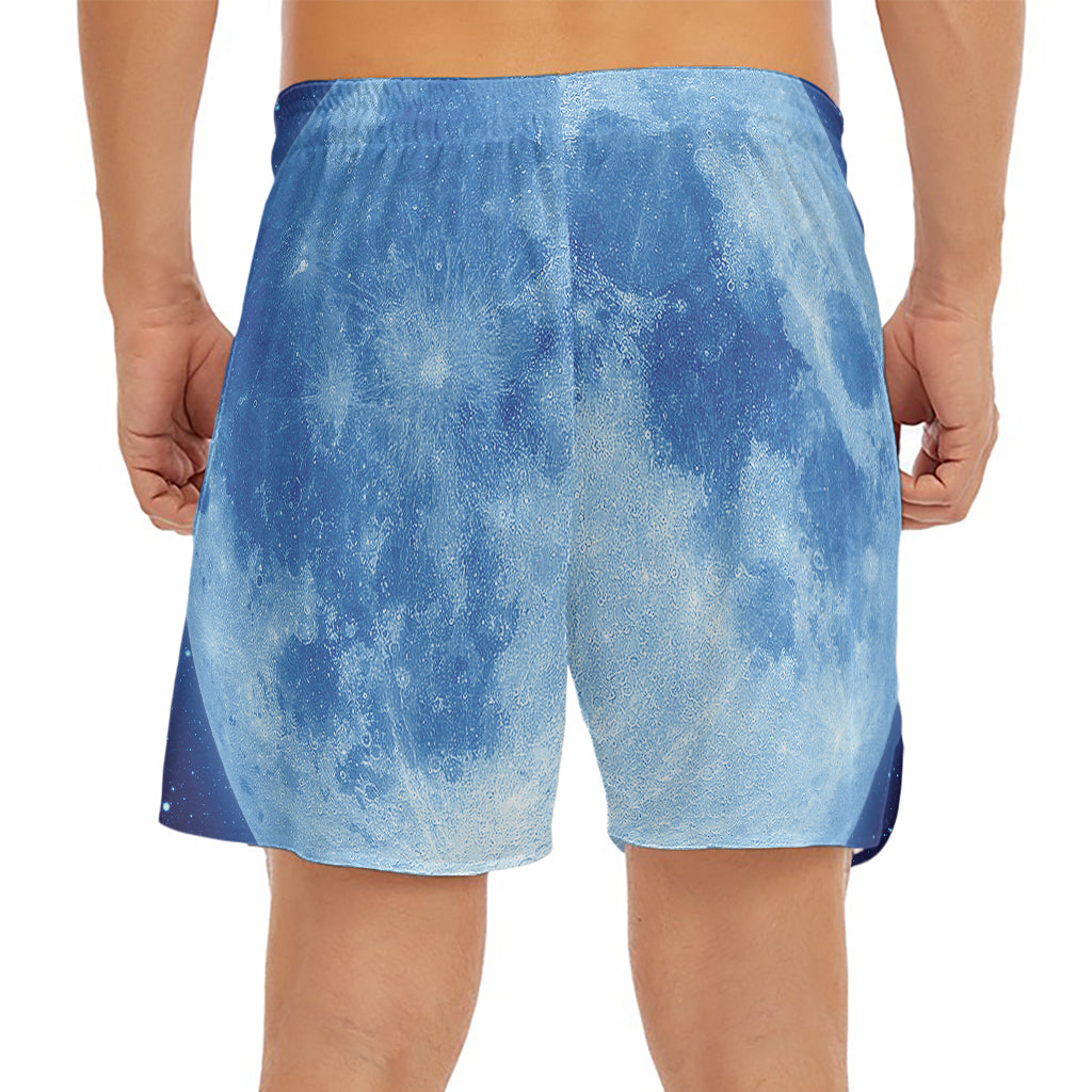Blue Moon Print Men's Split Running Shorts