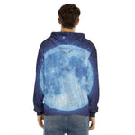 Blue Moon Print Men's Velvet Pullover Hoodie