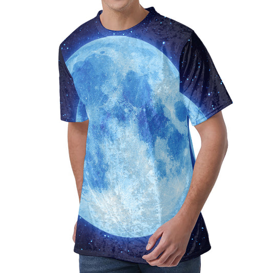 Blue Moon Print Men's Velvet T-Shirt