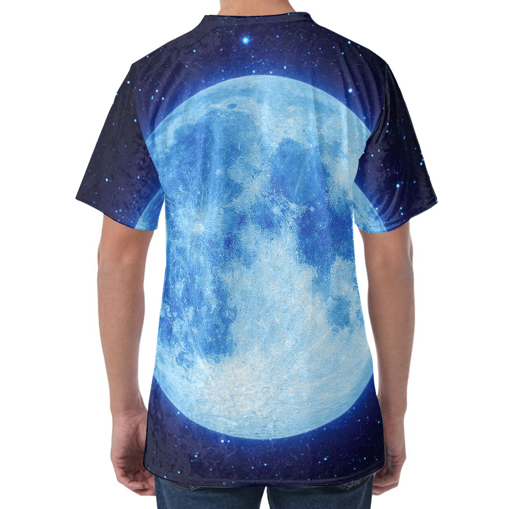 Blue Moon Print Men's Velvet T-Shirt