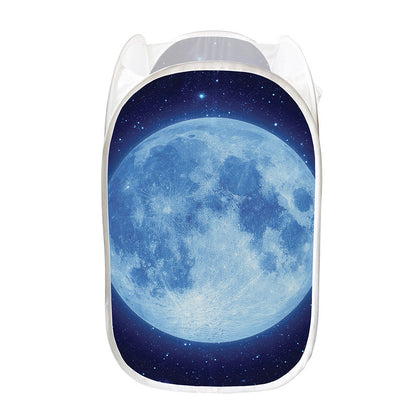 Blue Moon Print Mesh Laundry Hamper