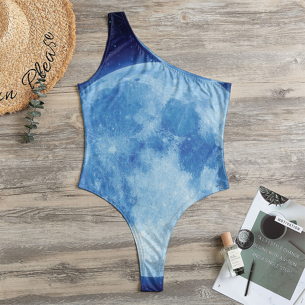 Blue Moon Print One Shoulder Bodysuit