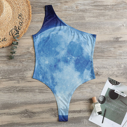 Blue Moon Print One Shoulder Bodysuit