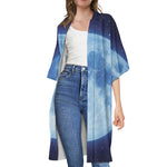 Blue Moon Print Open Front Beach Cover Up