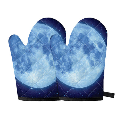 Blue Moon Print Oven Mitts
