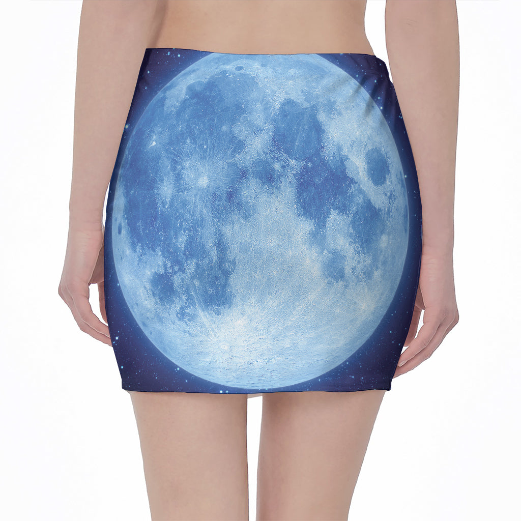 Blue Moon Print Pencil Mini Skirt
