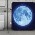 Blue Moon Print Polyester Shower Curtain