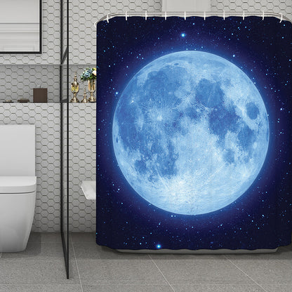 Blue Moon Print Polyester Shower Curtain