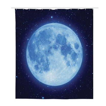 Blue Moon Print Polyester Shower Curtain