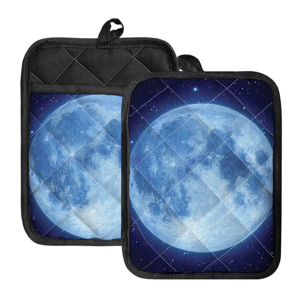 Blue Moon Print Pot Holders With Pocket