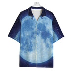 Blue Moon Print Rayon Hawaiian Shirt