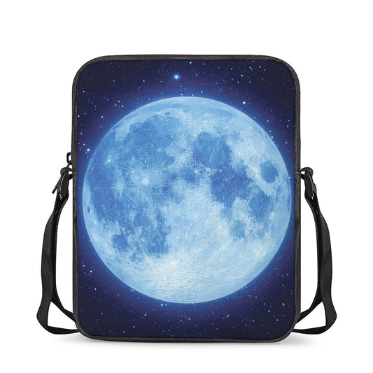 Blue Moon Print Rectangular Crossbody Bag