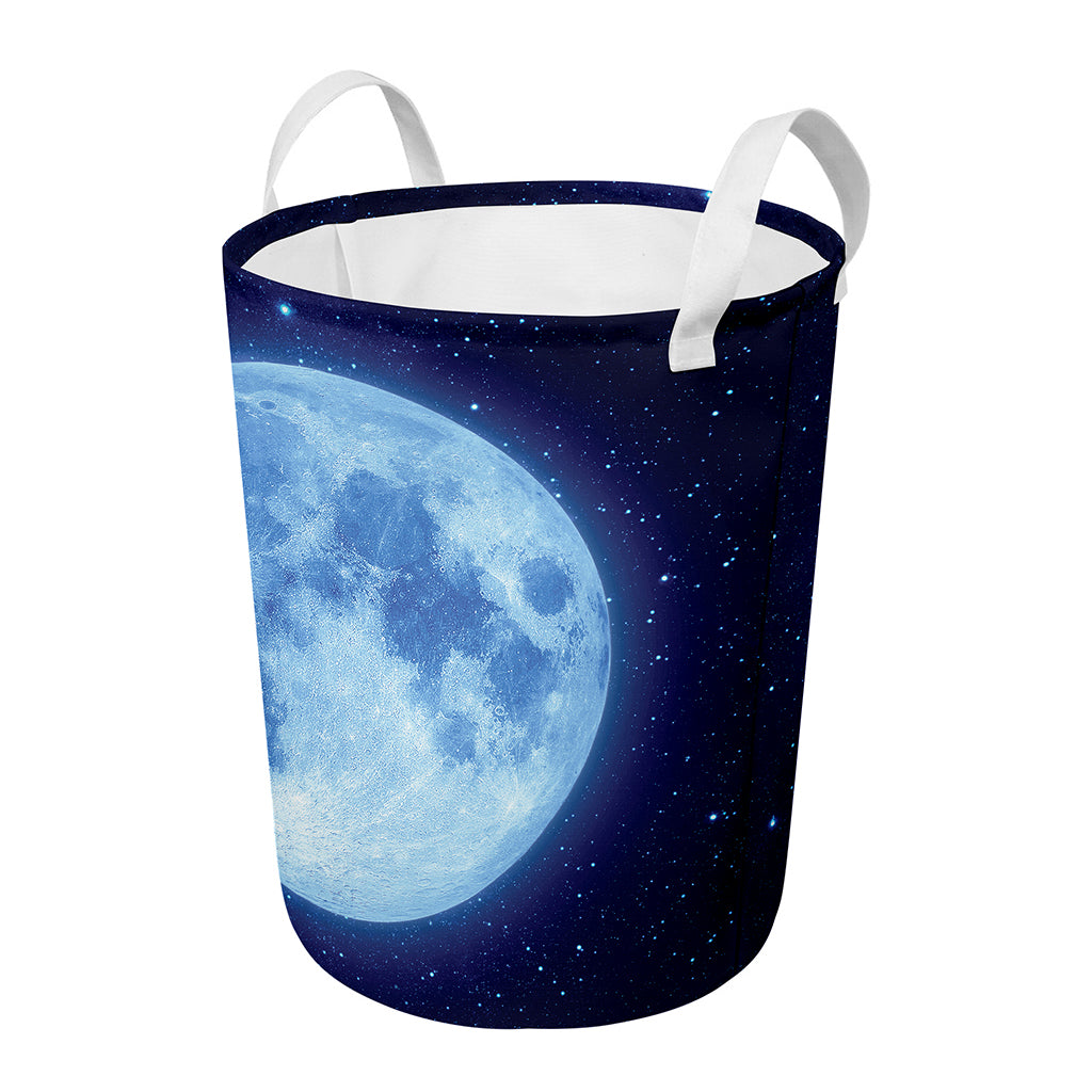 Blue Moon Print Round Laundry Basket