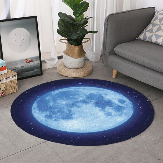 Blue Moon Print Round Rug