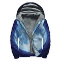 Blue Moon Print Sherpa Lined Zip Up Hoodie