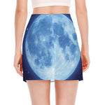 Blue Moon Print Side Slit Mini Skirt