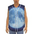 Blue Moon Print Sleeveless Baseball Jersey