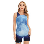 Blue Moon Print Sleeveless One Piece Swimsuit