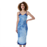 Blue Moon Print Slim Fit Midi Cami Dress