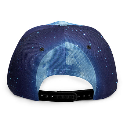 Blue Moon Print Snapback Cap