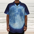 Blue Moon Print Textured Short Sleeve Shirt