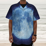 Blue Moon Print Textured Short Sleeve Shirt