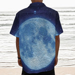 Blue Moon Print Textured Short Sleeve Shirt