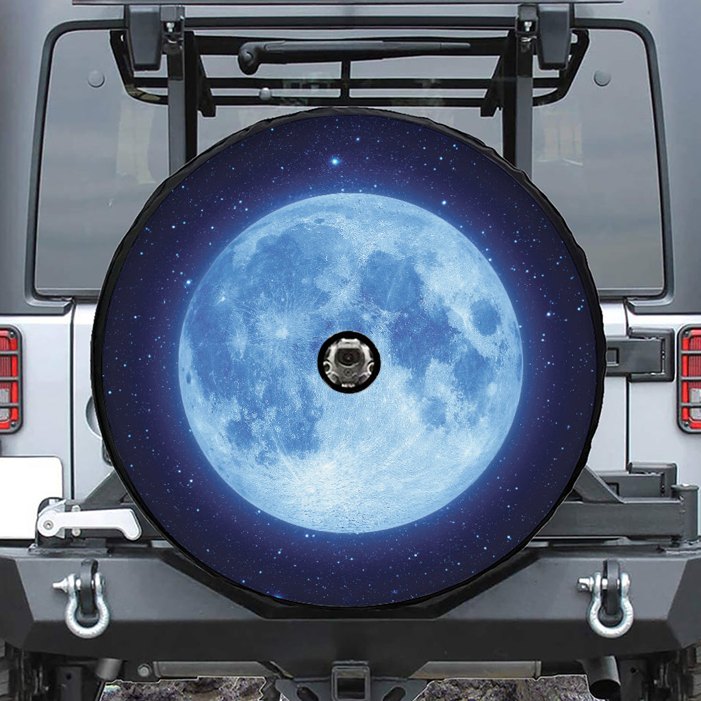 Blue Moon Print Tire Cover With Camera Hole