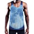 Blue Moon Print Men's Workout Tank Top