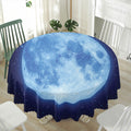Blue Moon Print Waterproof Round Tablecloth