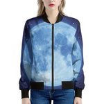 Blue Moon Print Women's Bomber Jacket