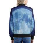 Blue Moon Print Women's Bomber Jacket