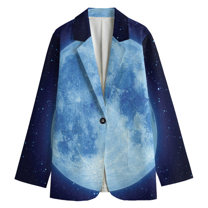 Blue Moon Print Women's Cotton Blazer