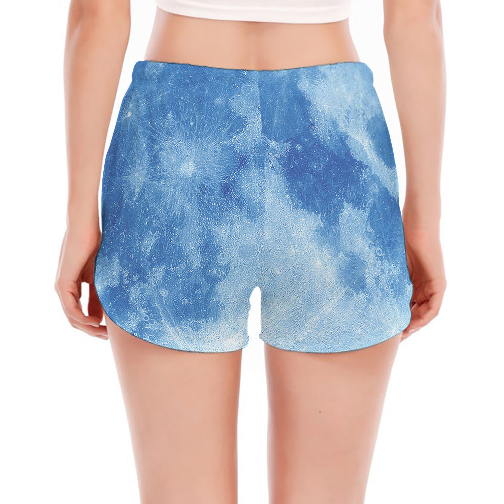 Blue Moon Print Women's Split Running Shorts