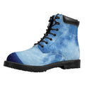 Blue Moon Print Padded Collar Lace Up Boots