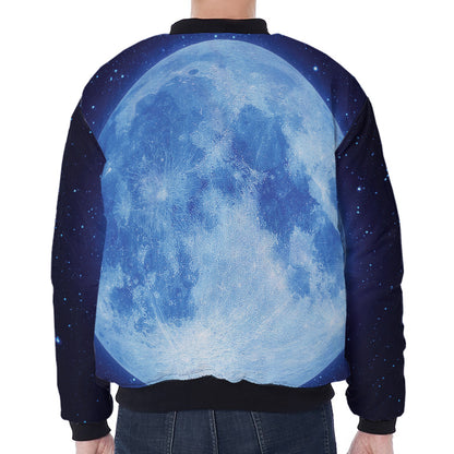Blue Moon Print Zip Sleeve Bomber Jacket