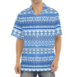 Blue Native American Aztec Pattern Print Aloha Shirt