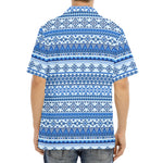Blue Native American Aztec Pattern Print Aloha Shirt