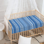 Blue Native American Aztec Pattern Print Baby Crib Sheet