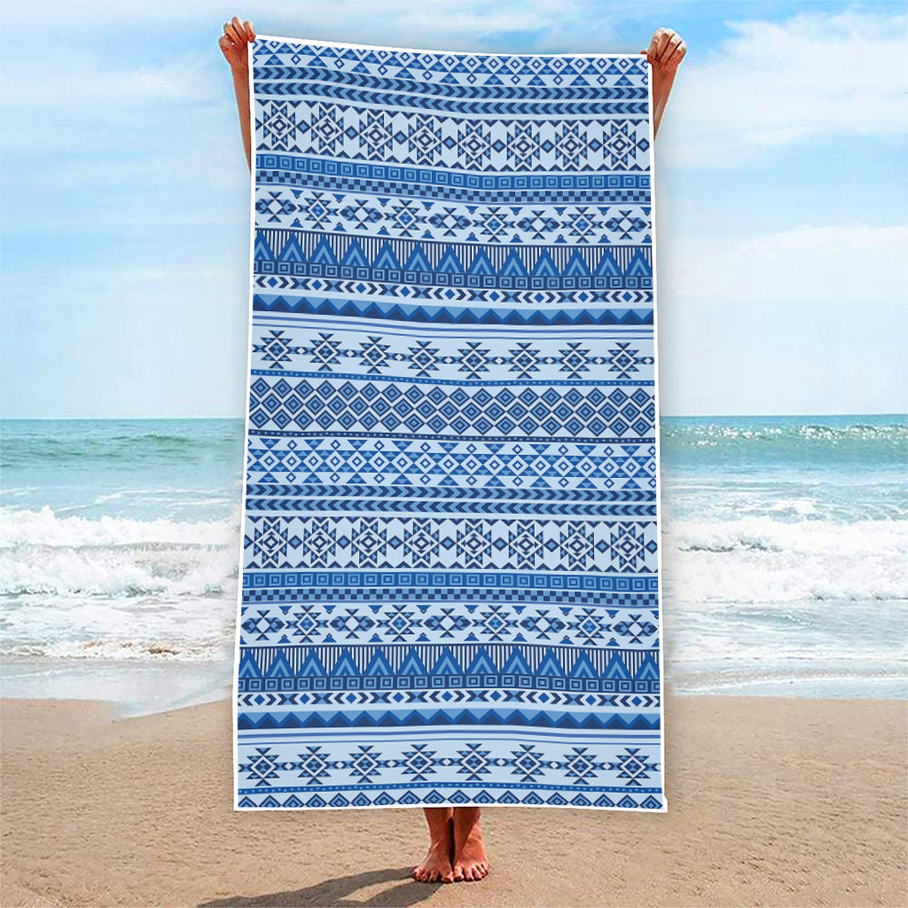 Blue Native American Aztec Pattern Print Beach Towel