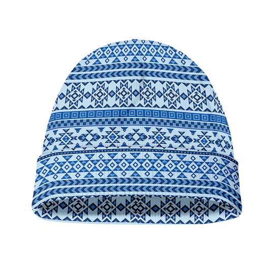 Blue Native American Aztec Pattern Print Beanie