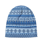 Blue Native American Aztec Pattern Print Beanie